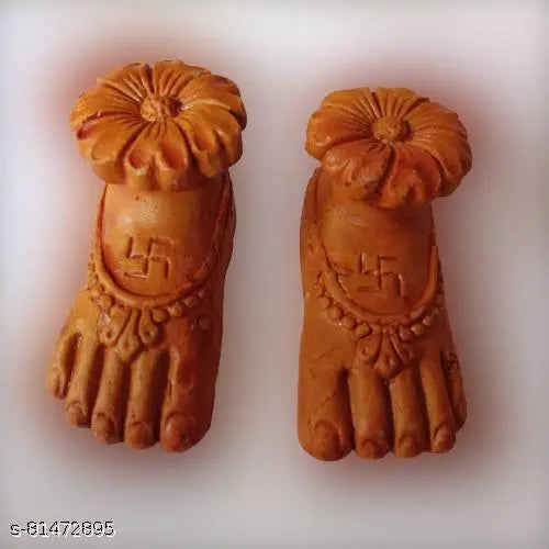 Small Size Terracotta (Clay) Home Temple Charan Paduka for Diwali | Festival Decoration And Your Home Temple Decoration Set of-2
