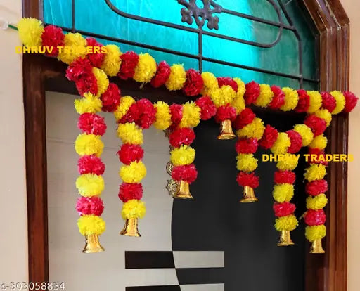 Deity dt life styles artificial marigold orange yellow door set hanging garland (RY EYES MALA )