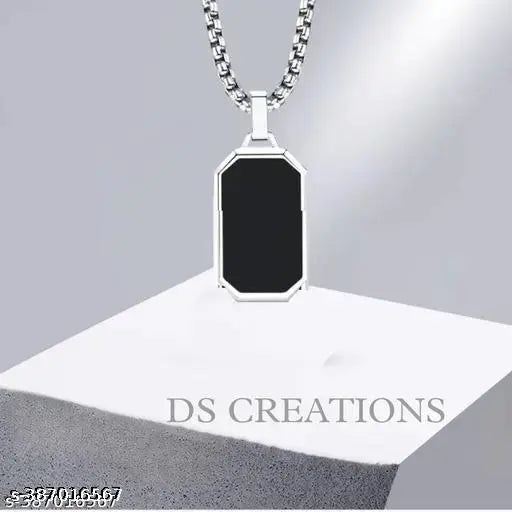 Black Pendant For Unisex Men & Women Stainless Steel Chain combo