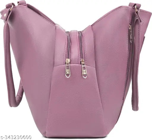 two zip handbags purple
