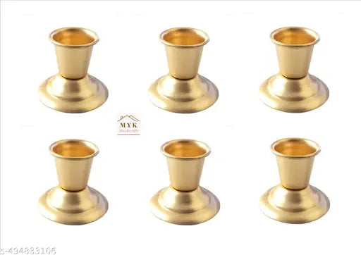 Candle stand - Candle Holder - (Set of 6) 4 x 5 cm Golden Candle Stick Holder for Home Decoration.