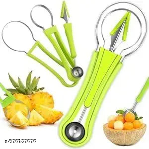 Melon Baller Scoop Set, Professional 4 in 1 Stainless Steel Watermelon Cutter Fruit Carving Tools Set,Fruit Scooper Seed Remover Watermelon Knife for Dig Pulp Separator (4 in 1 Scoop)