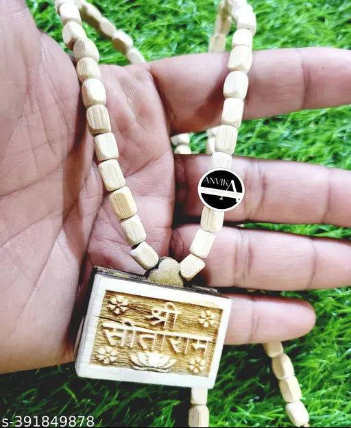 Tulsi kanthi with Shri SitaRam Bhaktmal Locket Handmade Tulsi Beads Mala Wood Necklace