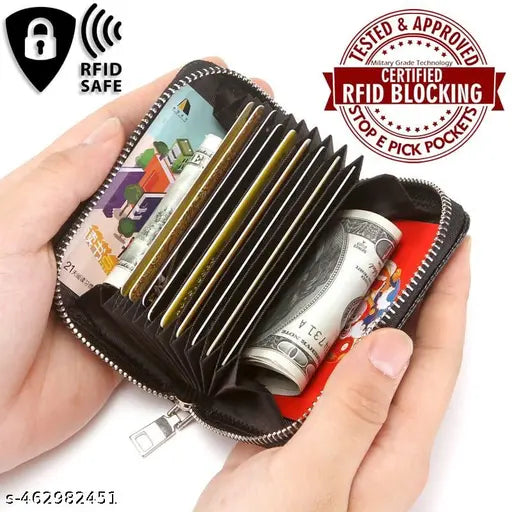 Unique Pocket Sized Stitched PU Leather Credit Debit Business Card Holder Wallet for Men & Women22