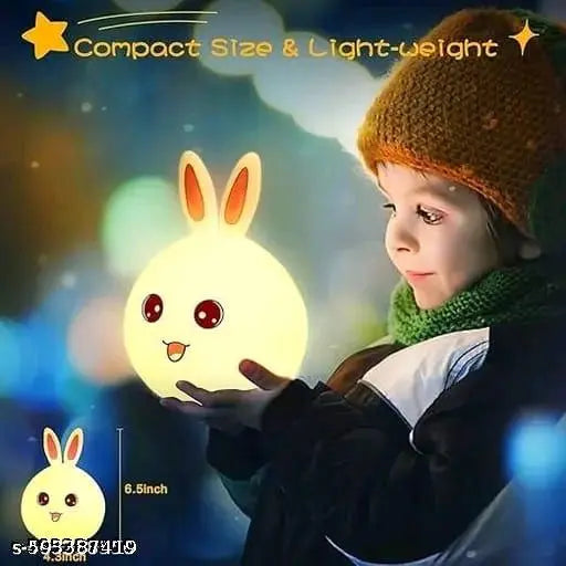 Big Face Rabbit Siliconee Night Light - Portable LED Bunny Lamp Night Lamp (Pack of 1, Multicolor)