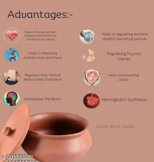 Handmade Clay Handi with Lid | Clay Handi for Curd, Curry, Dal & Biryani | (pack of 1)