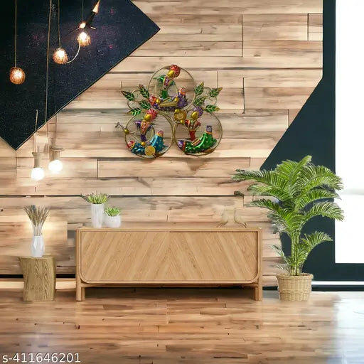 DECORATIVE LORD KRISHNA PLAYING MUSICAL INSTRUMENTS WALL HANGING SHOWPIECE