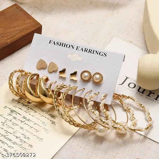 Festival Special Earring Combo | Allure Gold Earring Combo |  Stud Earring | Butterfly Earrings | In Gold-Plated For Women & Girls