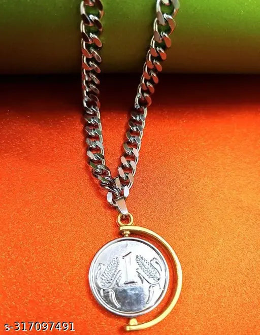 coin chain Sterling Silver, Silver Alloy, Stainless Steel Locket