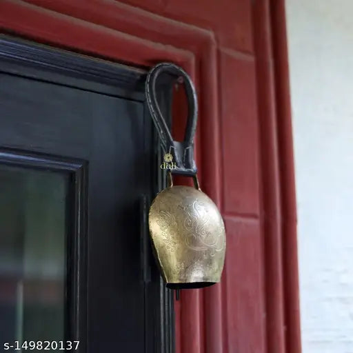 DULI FengShui Vastu Swiss Cowbell  DDLJ Bell Door Hanging Home Office Spiritual Decor Swiss Metal Hanging Bell Ganesha Bell (12x6 inch)