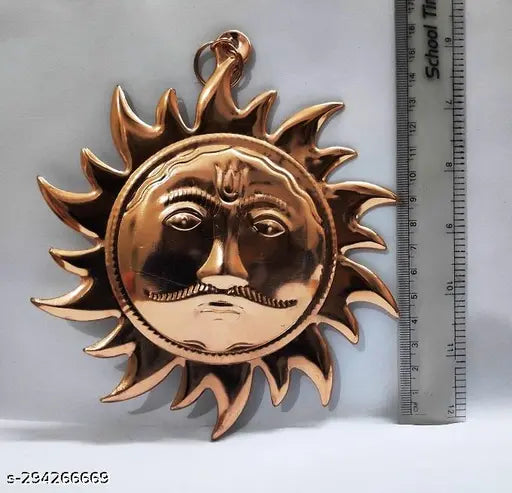 Siyaram Collections Home Vastu Sun Surya Face Copper God Sun Wall Hanging - 6 inch (Bronze)