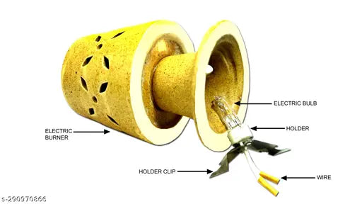 Handcrafted Ceramic Electric Aroma Diffuser Oil Burner| Aroma Oil Diffuser for Home with Aroma Oils, Lamp Shape-Brown Color (English Lavender & Rosy Romance Fragrance 10ml Each)