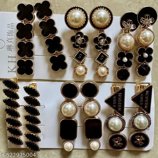 Korean Fashion Style Pearl Rhinestone Metal Hair Clips Hair Pin Stylish Hair Accessories Jewellery For Women's And Girls (Pack of 12 Pcs)