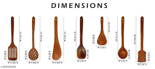 WOODEN SPOON SET OF 7  no  holder