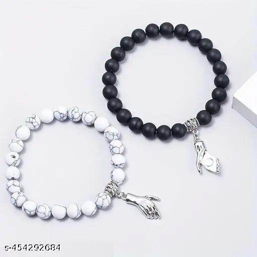 Handshake Bead Bracelet,Couple Bracelet, Believe In Love, Spread Love, Block Negativity, Crystal Bracelet, Pearls Bracelet And Shining Beads For Blessings, Best friends And Soulmate For Unisex