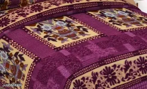 WOOLLEN DOUBLE BEDSHEET//WARM BEDSHEET FOR DOUBLE BED//BROWN WARM FLORAL BEDSHEET/ bedding set 1+2 with 2 pillow cover size 90*90