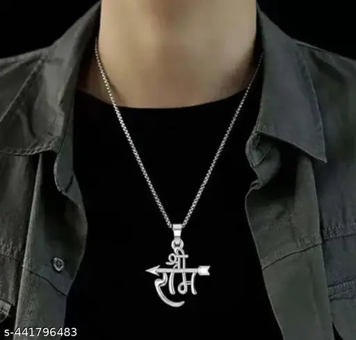 Trending stylish new designer silver plated religious lord shree RAM locket with ball chain pandent Necklace for boys/mem and girls/women