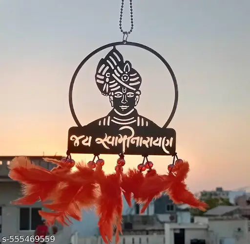 Acrylic Car Hanging Jay Swaminarayan  Ornament | Elevate Car, Home, Office & Garden Decor | Divine God Elegance | Dream Catcher Positive Vibes Mirror Decor Car Rear View Mirror Decoration Handmade Gift