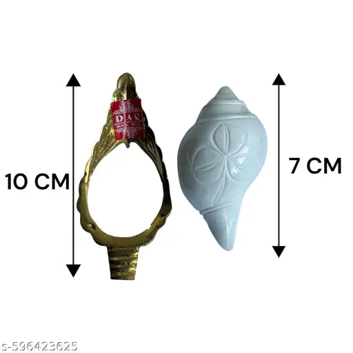 White Jal Shankh for Pooja | Water Conch with Pital Stand | Abhishek & Mandir Use (Non-Blowing Shankh)