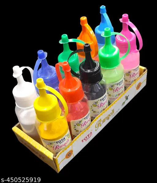 SKYGOLD TOTA ENJOY RANGOLI FIESTA COLOR SET 10 SHADES |BEST RANGOLI COLORS FOR RANGOLI MAKING 10 SHADES (MULTICOLOR)