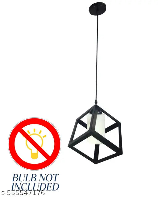 "Modern Metal Pendant Light for Living Room & Dining | Geometric Hanging Lamp with Milky Glass And Warm Yellow Glow | Home Decor Ceiling Lighting"(bulb not included)