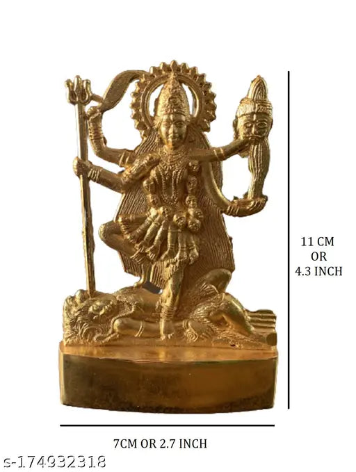 Durga and Kali Auspicious Indian Idol Combo for Car Dashboard Mandir Pooja Murti Temple Puja Home Decor Office Showpiece Set of - 2- Golden