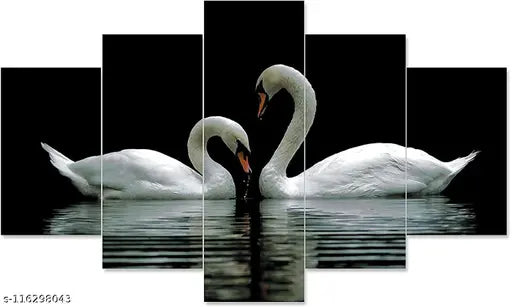 Set Of 5 Duck  Wall Painting With Frame For Home Decoration , Living Room Office , Hotel (76 X 45 CM ) Multicolor , Theme : Religious