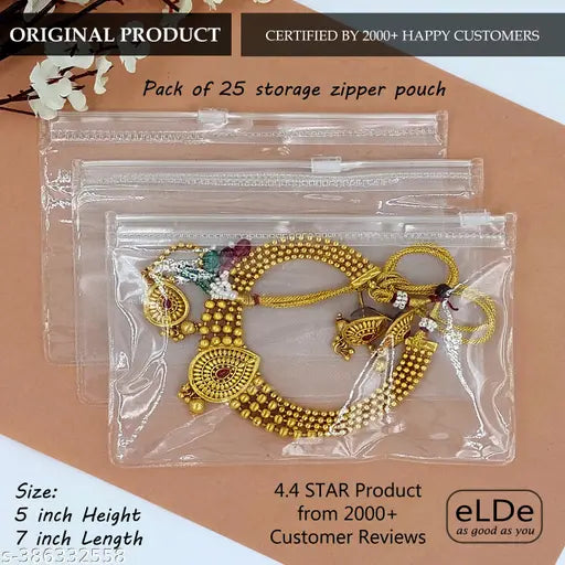 Pack of 25 Multipurpose Storage Pouch - Jewellery Pouch for Storage, Portable Makeup Pouch, Zipper Pouch for Stationary, Travel Accessories Pouch, Zip Lock Pouch Storage Organizers, Jewellery Organiser Cover, Zip Lock Cosmetic Pouch, Stationery Pouch, Tra
