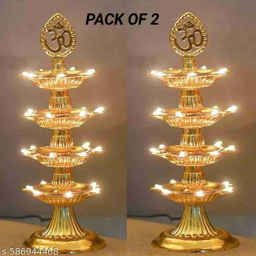 SKP 5 Layer Golden Colour Ganesh Loard Diya Unique Design Jayot Beutiful Night Light Decorative Temple Office Shop Clinic Hospital Festive Decoration Light Lord Ganesh Puja Diwali Puja Light