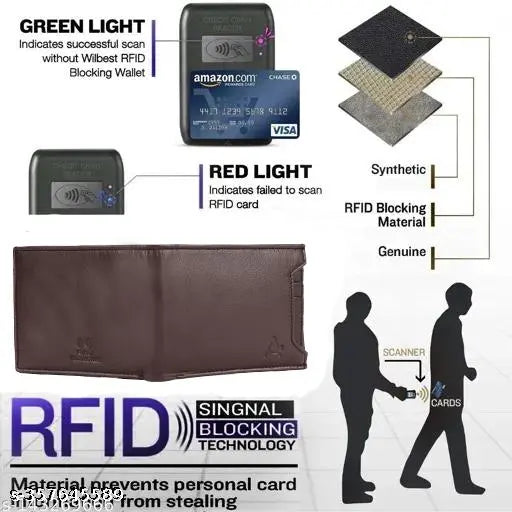 ABOOST RFID Protected 100% Genuine Leather Wallet For Men | Leather Wallet For Men's | Wallets Branded | Wallets For Men (Brown) , Pure Leather wallet | Purse For Men | Men's Wallet