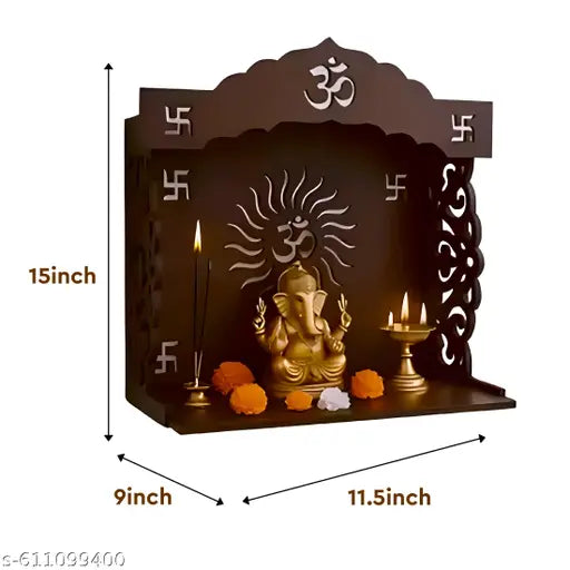 Divinity Decor Wooden Mandir | Laminated MDF Temple for Home Pooja 16x9x11 Inch | Assembly Required | Puja Stand Shop Office | Big Temple - Mandir - 29