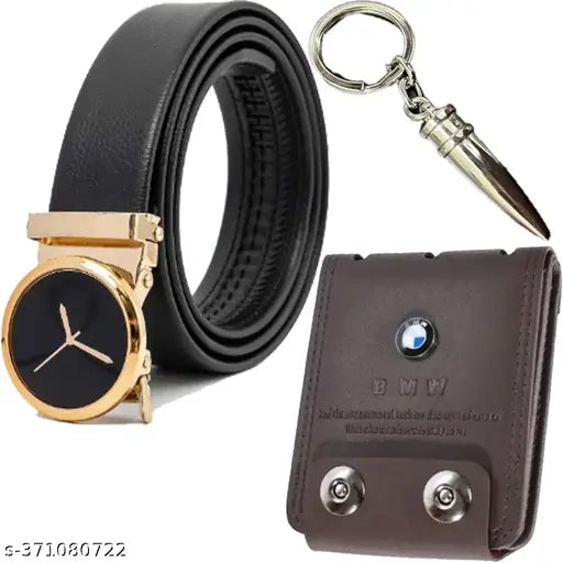 SHOPBREAK STYLISH & TRENDY COMBO OF BELT,WALLET & KEYCHAIN (PACK FO 3)