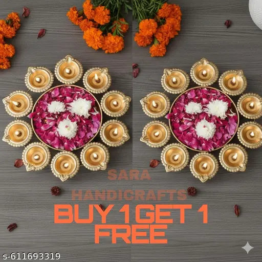 Decorative Metal Diya Urli Set of 2 Bowls Best For Diwali Navratri Festival Home Decor & Puja Items By SARA HANDICRAFTS