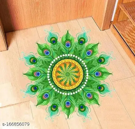 Decor villa Diwali Floor Vinyl PVC Rangoli Wall Floor Table Sticker, Multicolour