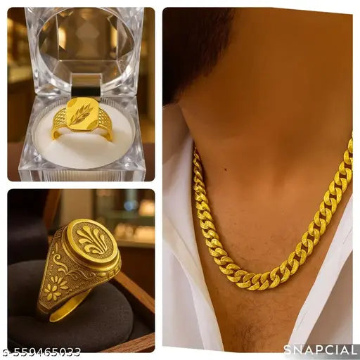 men goldan chain and ring ( combo A+)