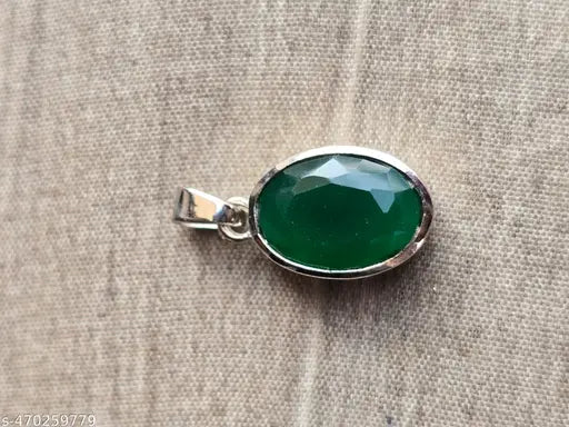 7.25 Ratti Certified Natural Emerald Panna Panchdhatu Adjustable Rashi Ratan Silver Plating Pendant for Astrological Purpose Men & Women