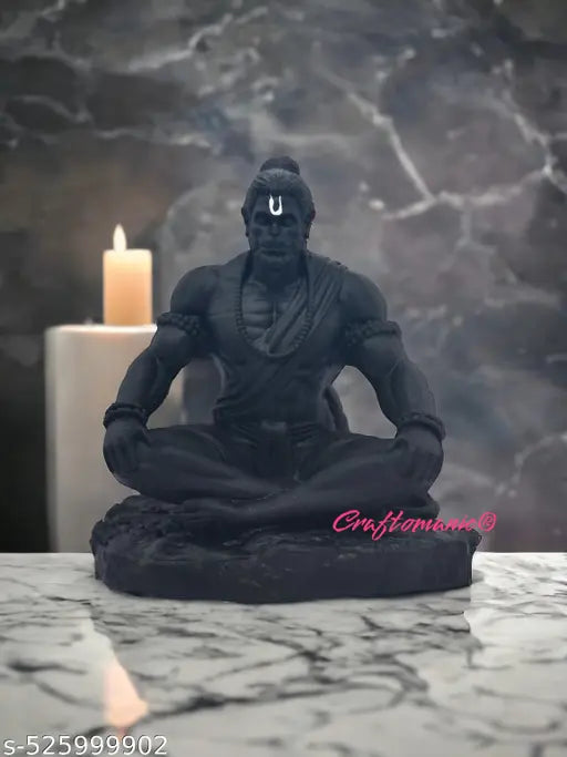 Bahubali Hanuman Ji Murti for Car Dashboard | Dhyan Mudra Meditation Bajrangbali Statue Showpiece | Meditating Hanuman Idol for Home Decor, Office | Spiritual Gift |