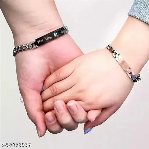 Metal Crystal Titanium Bracelet  (Pack of 2)