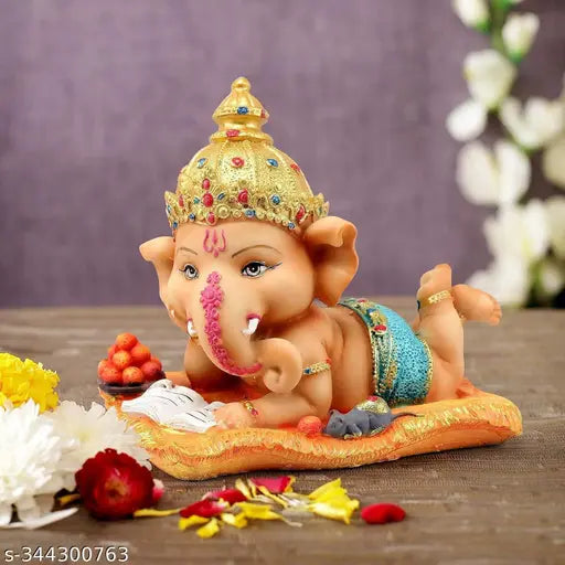 HC VILLA - Ganesh Idol for Home Décor & Decorative Ganesha Statue for Decoration and Office Gift Item (16 cm X 12.9 cm)