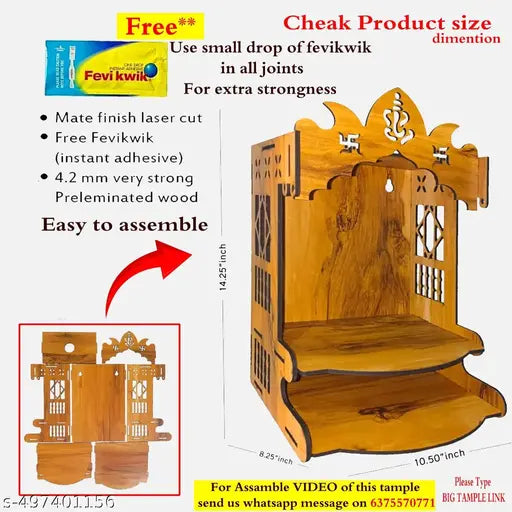 Wooden Home Temple,Pooja Mandir Crafted Elegance For Your Spiritual Space Like Home, Office