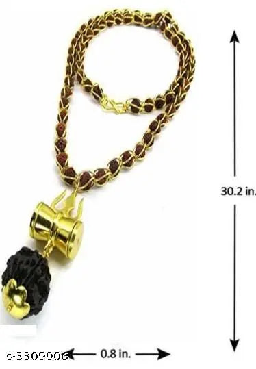 King and Queen 5 Mukhi Rudraksha Shiv Shakti Kavach with Trishul and Damru Pendant Set