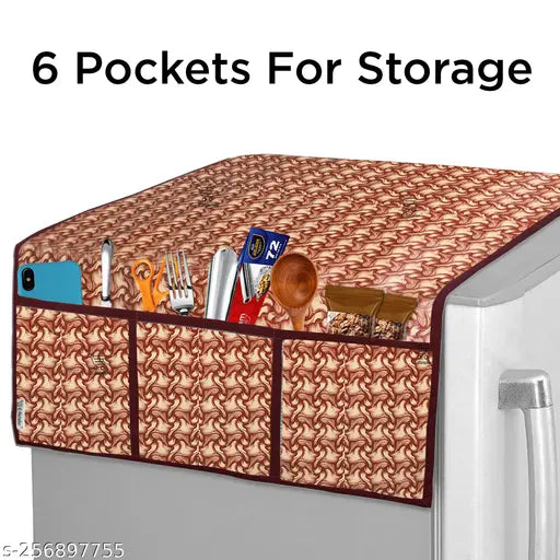 E-Retailer® Exclusive 3-Layered PVC Combo Set of Appliances Cover (1 Pc. of Fridge Top Cover,  1 Pc. of Microwave Oven Top Cover and 1 Pc. Top Load Washing Machine Cover) (Color-Brown, Design-Stripes, Set Contains-3 Pcs.)