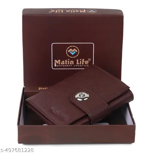 Matin Life Men's Trifold Wallet – Premium PU Leather, Secure Snap Closure, Multiple Card Slots & Cash Compartment – Slim & Stylish Design