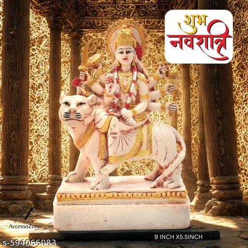 Durga Maa Idol for Home Temple, Office & Festive Décor – 9 Inch x 5.5 Inch Durga maa idol, Durga murti for puja, goddess statue, marble finish idol, maa Durga sculpture, Navratri decoration item, Durga idol for mandir, maa sherawali murti, festive pooja s