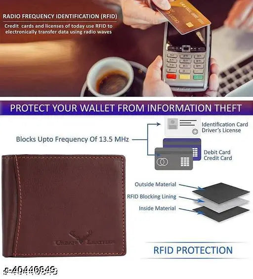 Urban Leather Carter Brown Mens Leather Wallet Leather Wallet for Mens with RFID Blocking Mens Wallet