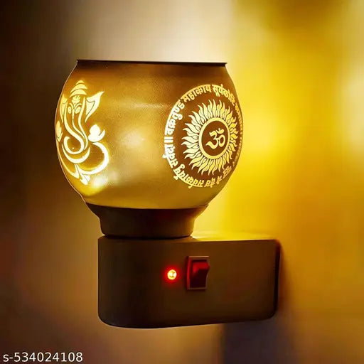 Electric Kapoor Dani Ganesh Ji Om Glass Diffuser | 13 cm | Pooja Room & Home Temple Decor