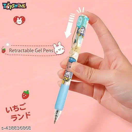 Toyshine Pack of 6 Space Teddy Gel Pens | Cute Fancy Fine Point Pen for Office Stationary School Supplies Birthday Party Favor Return Gift - Gift Packing