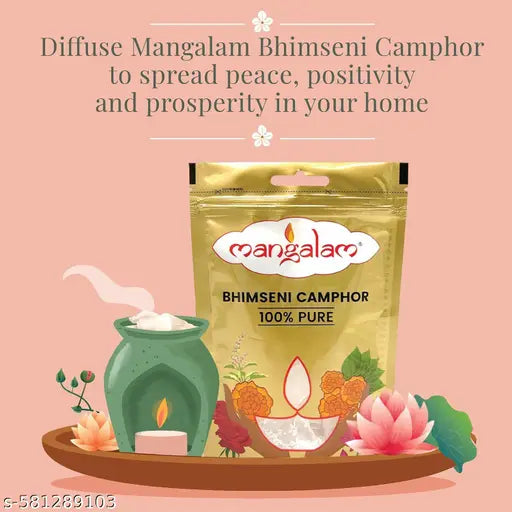 Mangalam Deshi Kapur 50gm Pouch for Puja, Hawan
