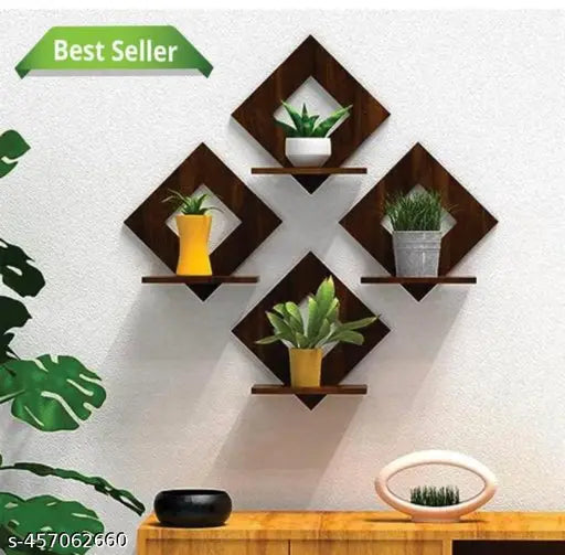 Wall Shelf Shelves Art Hanging Decor for Wall Diwali Decoration Items Home Decor - Floating Display Rack Shelves Artwork for Living Room Kitchen Bedroom Ideal for Gifting (Set of 4)