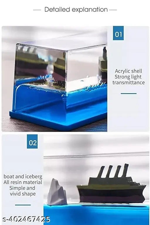Titanic Cruise Ship Model Liquid Wave Cruise Ship Decoration Cruise Ship That No Longer Sinks-Cruise Ship Iceberg Home Decor Suitable for Home Show Car Decoration, Gifts, Desk or Paperweight (Blue)